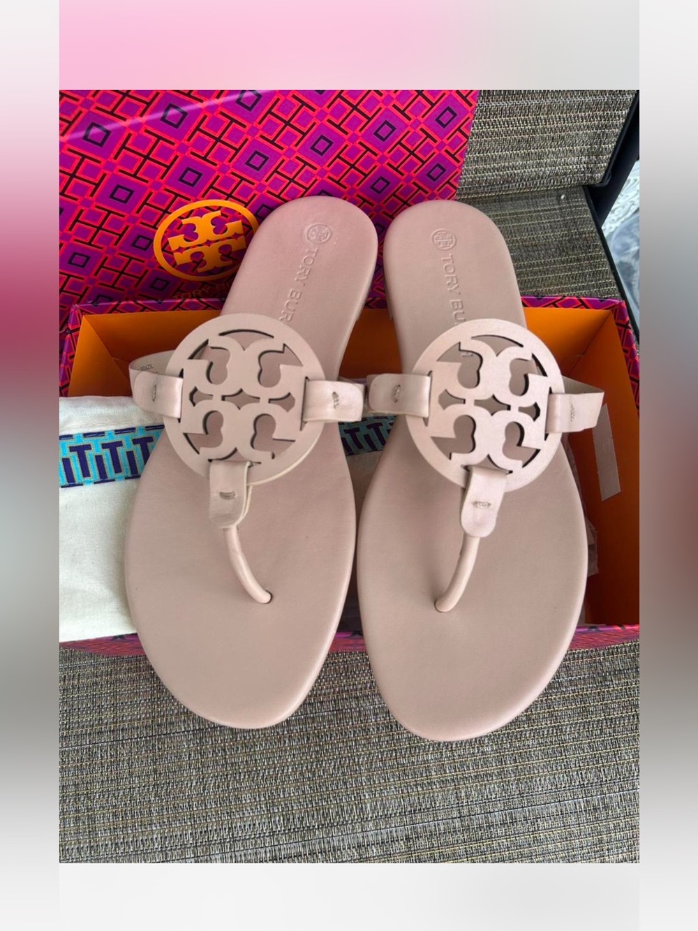 Tory Burch size 9.5 Soft Miller Calf Leather sandals light makeup pink blush